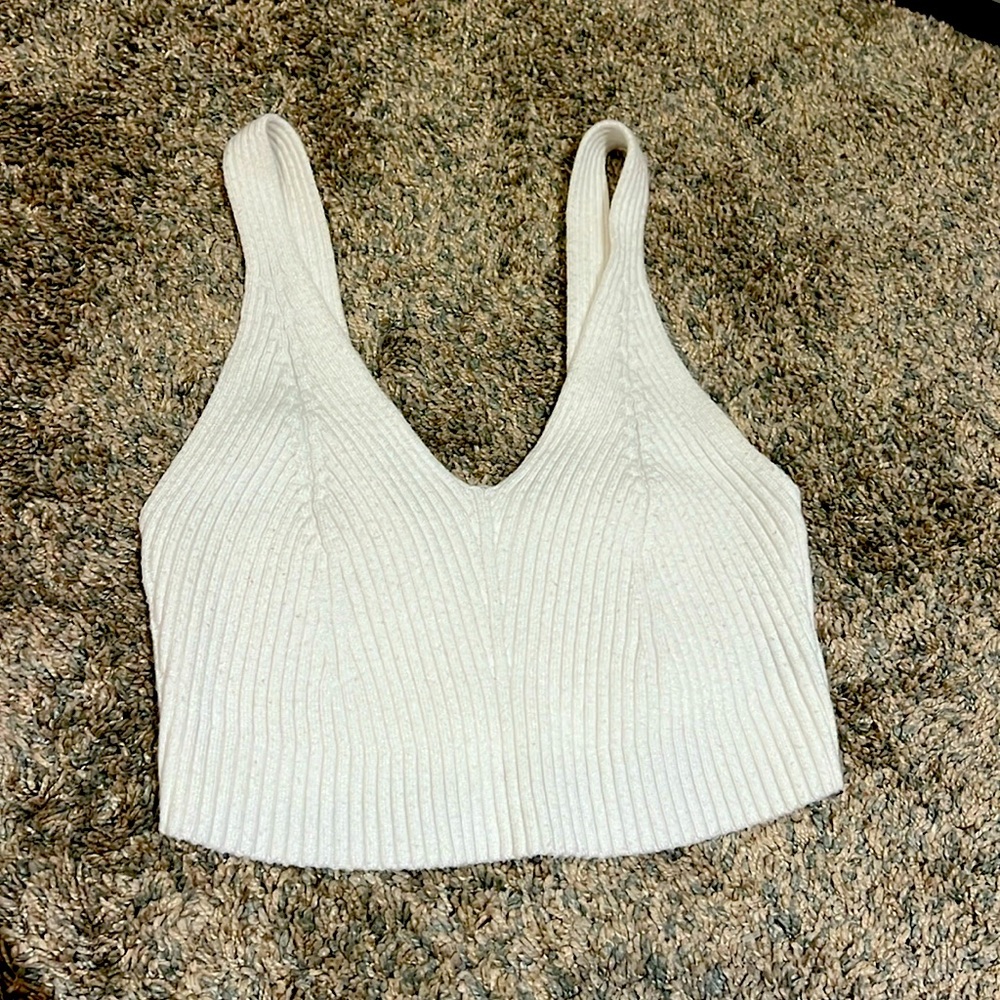 White Plunge Tank Top